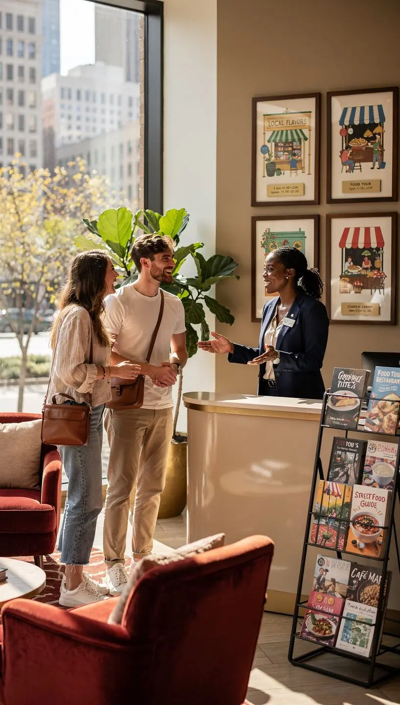 Zegarek wskazujący czas otwarcia popularnych restauracji, pomagający w planowaniu wizyty.